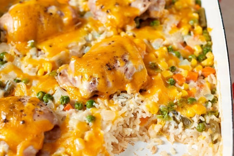 cheesy chicken over rice school recipe